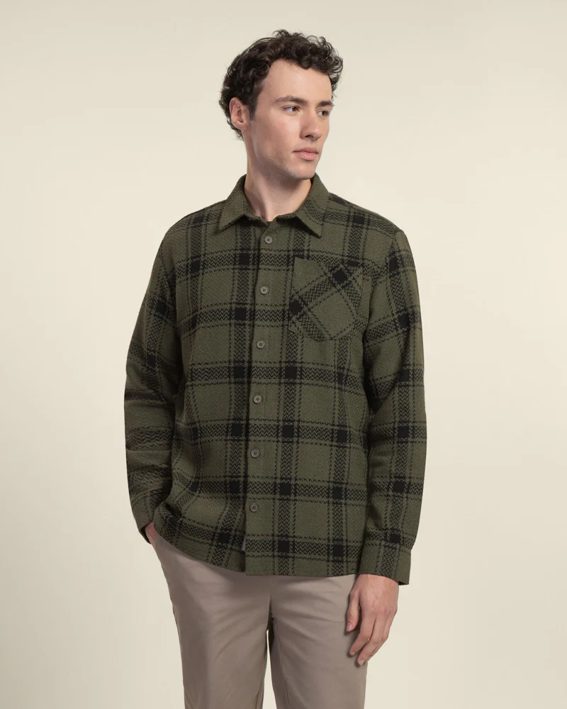 Olive & Black Check Overshirt - Image 4