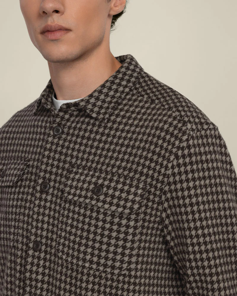 Ommel - Houndstooth Jersey Casual Overshirt - Image 13