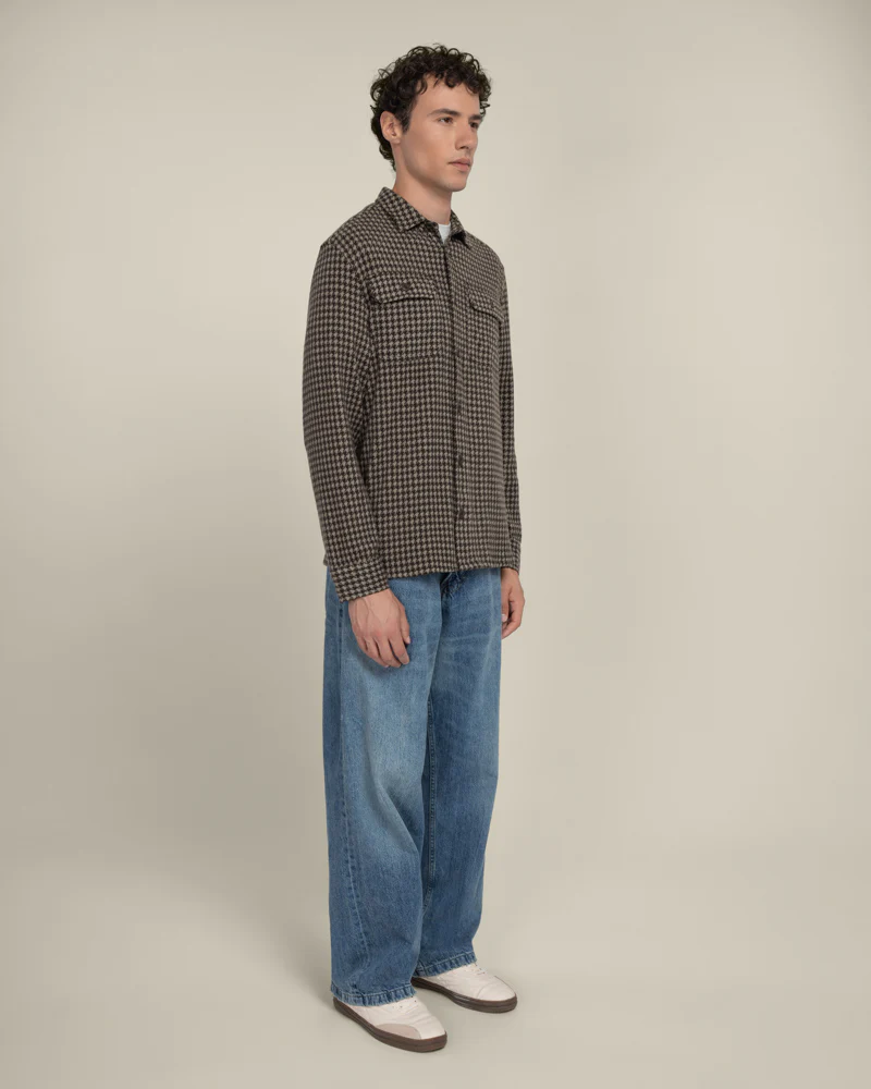 Ommel - Houndstooth Jersey Casual Overshirt - Image 15