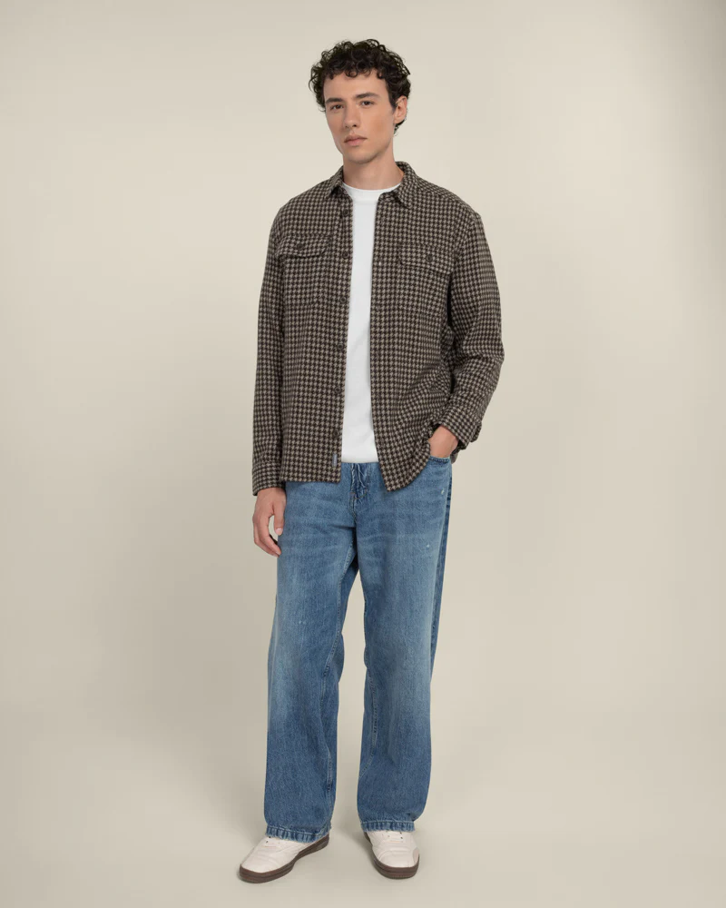 Ommel - Houndstooth Jersey Casual Overshirt - Image 17