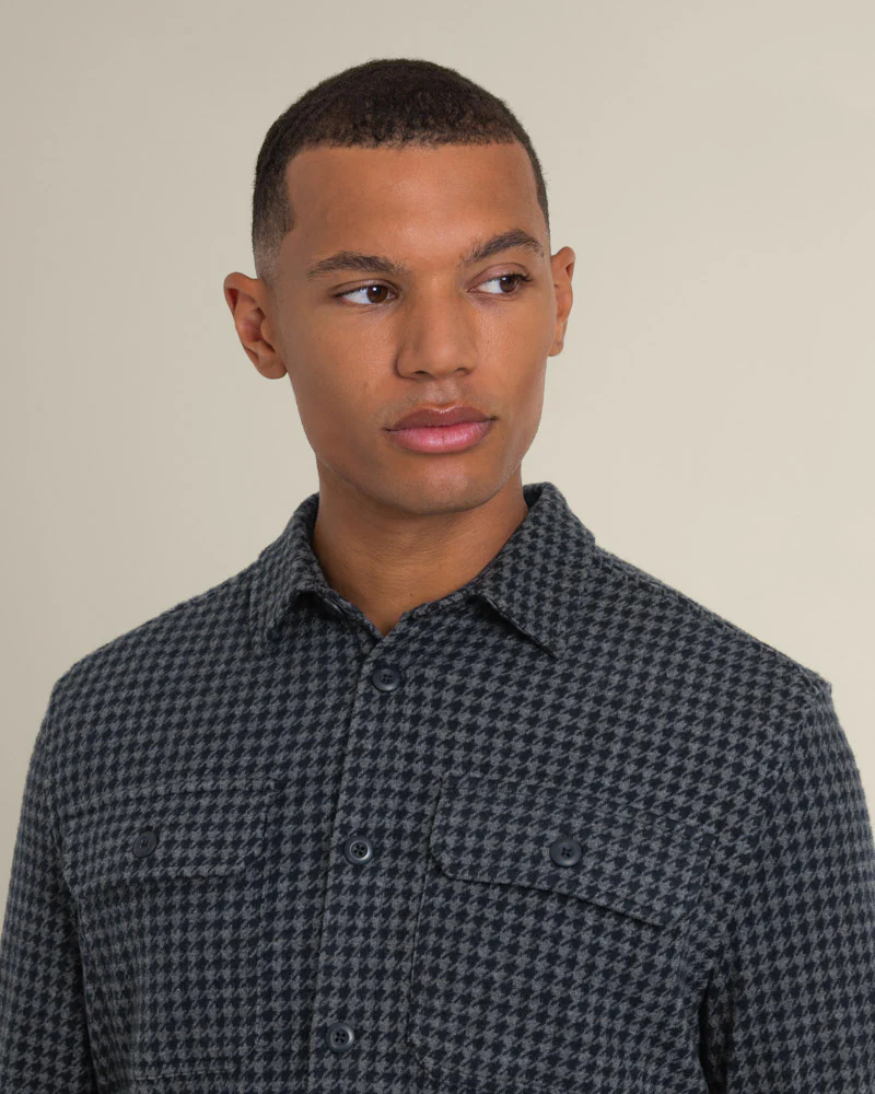 Ommel - Houndstooth Jersey Casual Overshirt - Image 5