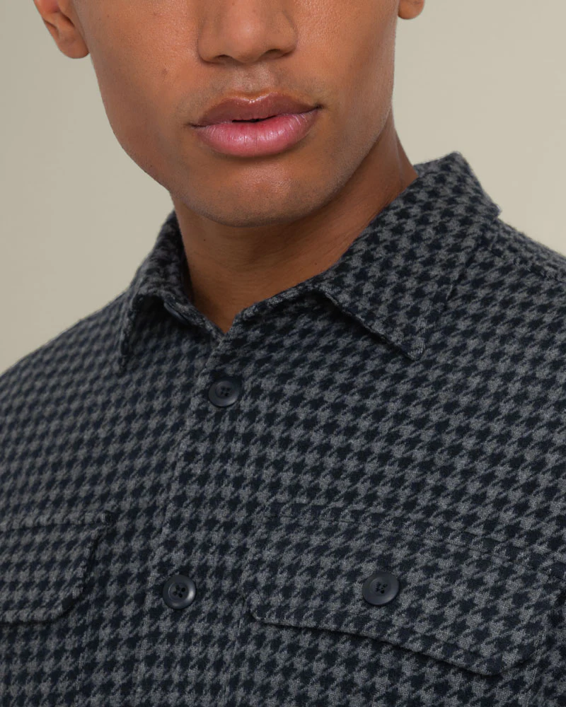 Ommel - Houndstooth Jersey Casual Overshirt - Image 6