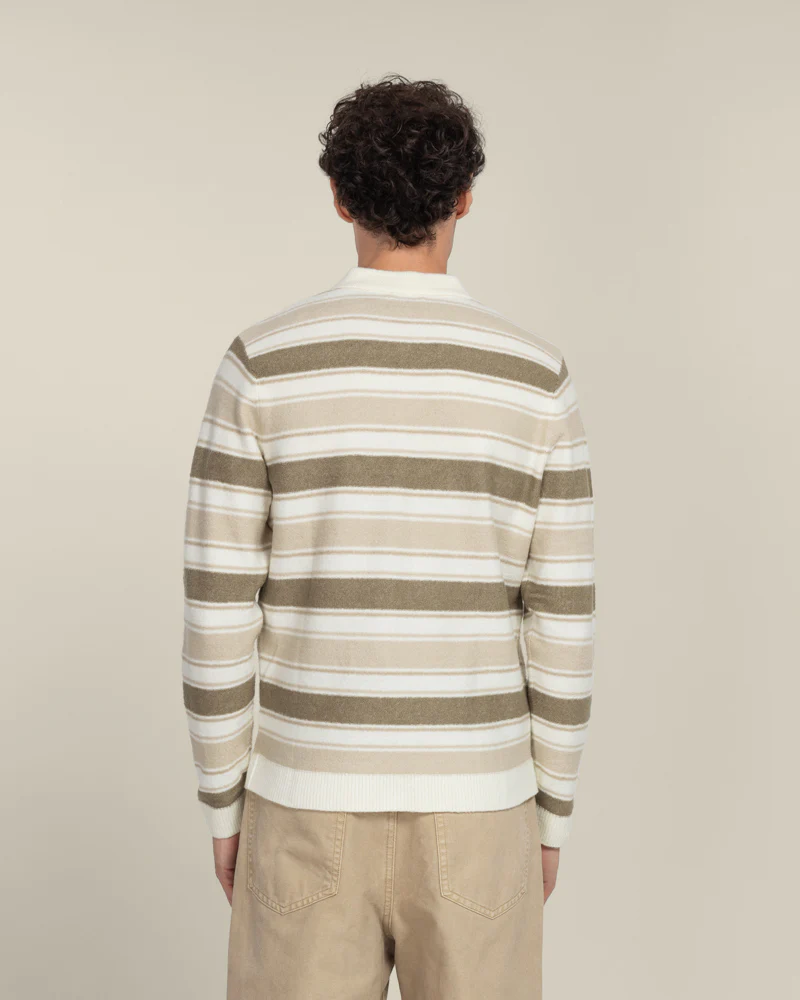 Osterby - Stripe Knitted Long Sleeve Polo Shirt - Image 16
