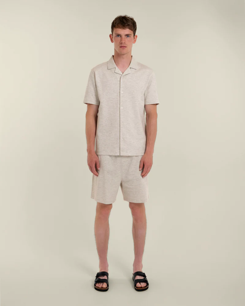 Sven – Soft-Touch Jersey Short Sleeve Shirt & Short Set Grey Melange - Image 3