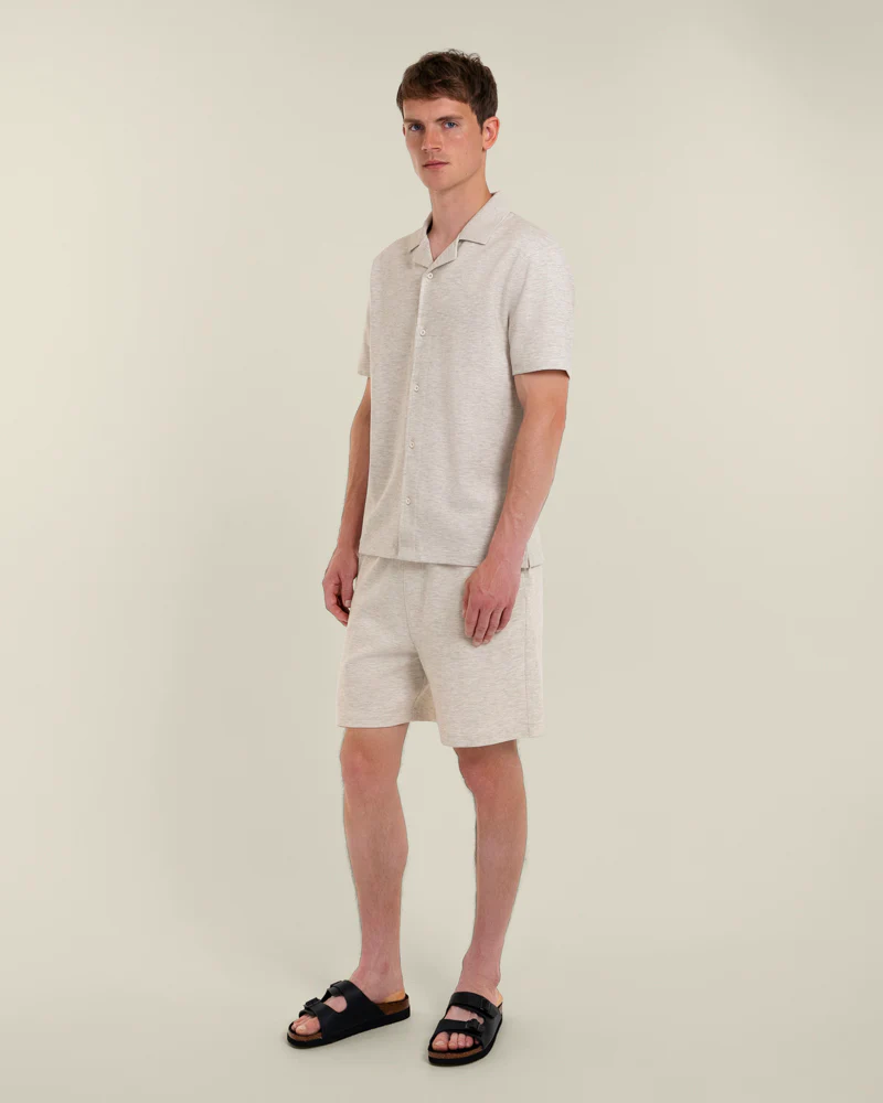 Sven – Soft-Touch Jersey Short Sleeve Shirt & Short Set Grey Melange - Image 7