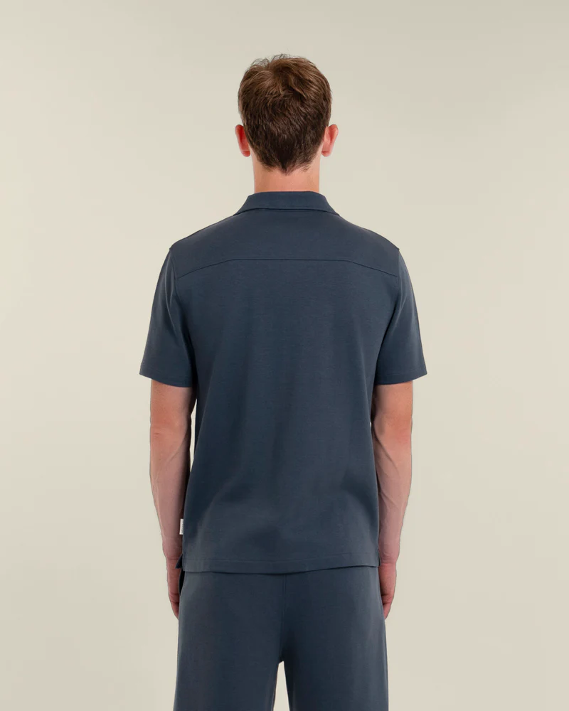 Sven – Soft-Touch Jersey Short Sleeve Shirt & Short Set Light Navy - Image 4