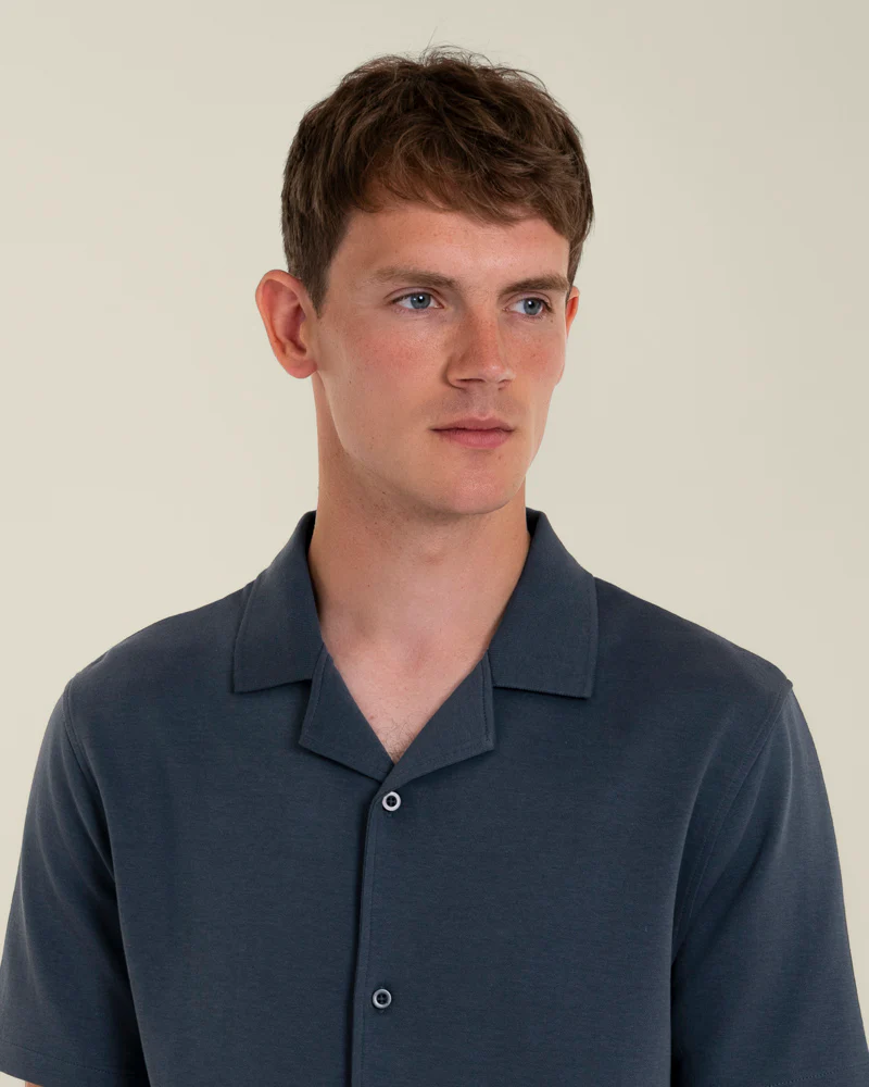 Sven – Soft-Touch Jersey Short Sleeve Shirt & Short Set Light Navy - Image 8